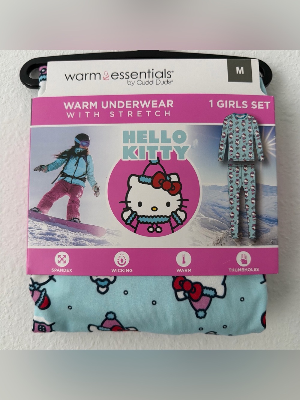 Hello Kitty Girls' Light Blue Warm Underwear Set by Warm Essentials
